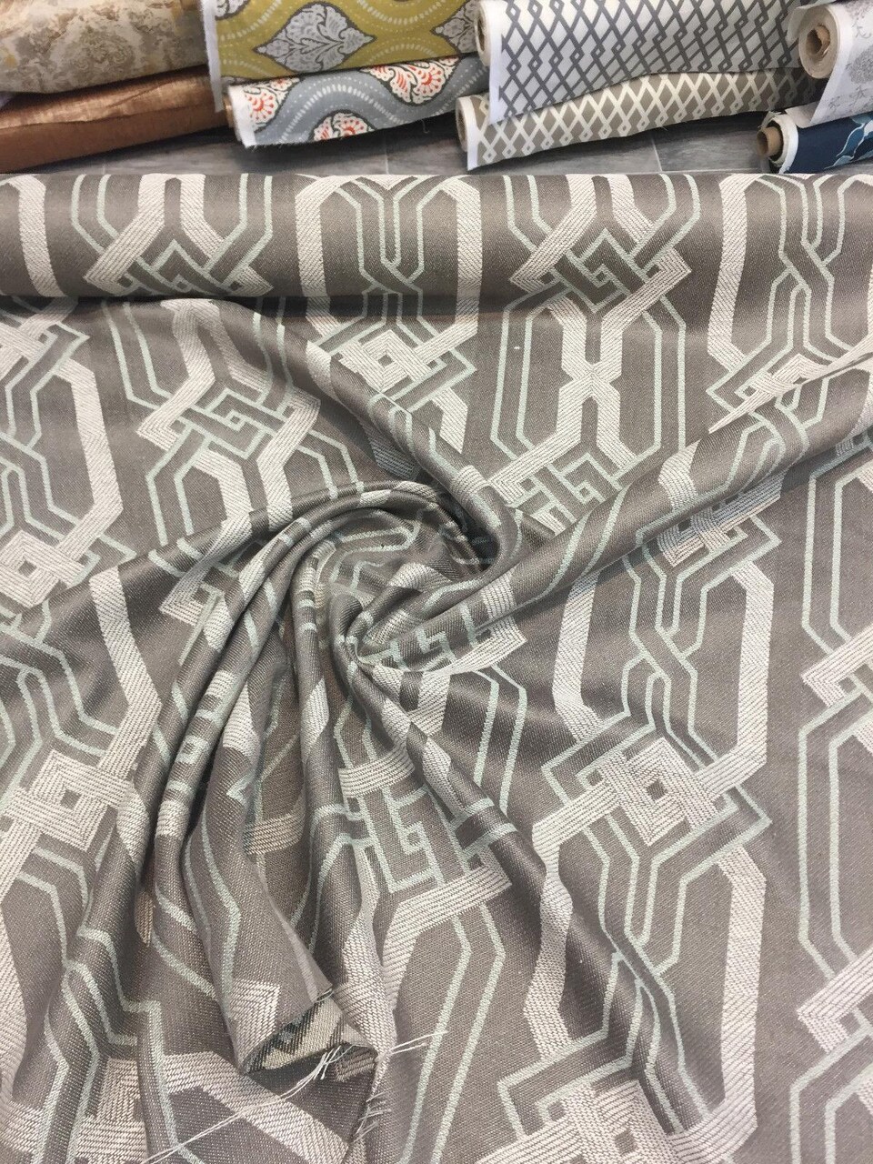 1 Yard Upholstery Linen Fabric Geometric Durable 54% Rayon 26% Polyester 20% Linen 57 Inch Width